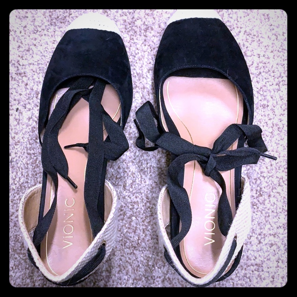 COPY - Lace/Tie wedge espadrille style sandal